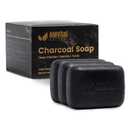 AMVital Natural Charcoal Soap Bar Set - 3-Pack Plant-Based Face & Body Soap for Daily Use - Deep-Cleansing Bar Soap for All Skin Types - Vegan Gift Set for Men & Women