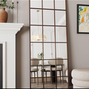 Antok Full Length Mirror, Floor Mirror 65" x 22" Rectangular Window Decorative Mirror, Metal Framed Decor Floor Mirror Art Pane Mirror Wall Decor for Bedroom, Living Room, Entryway, Bronze