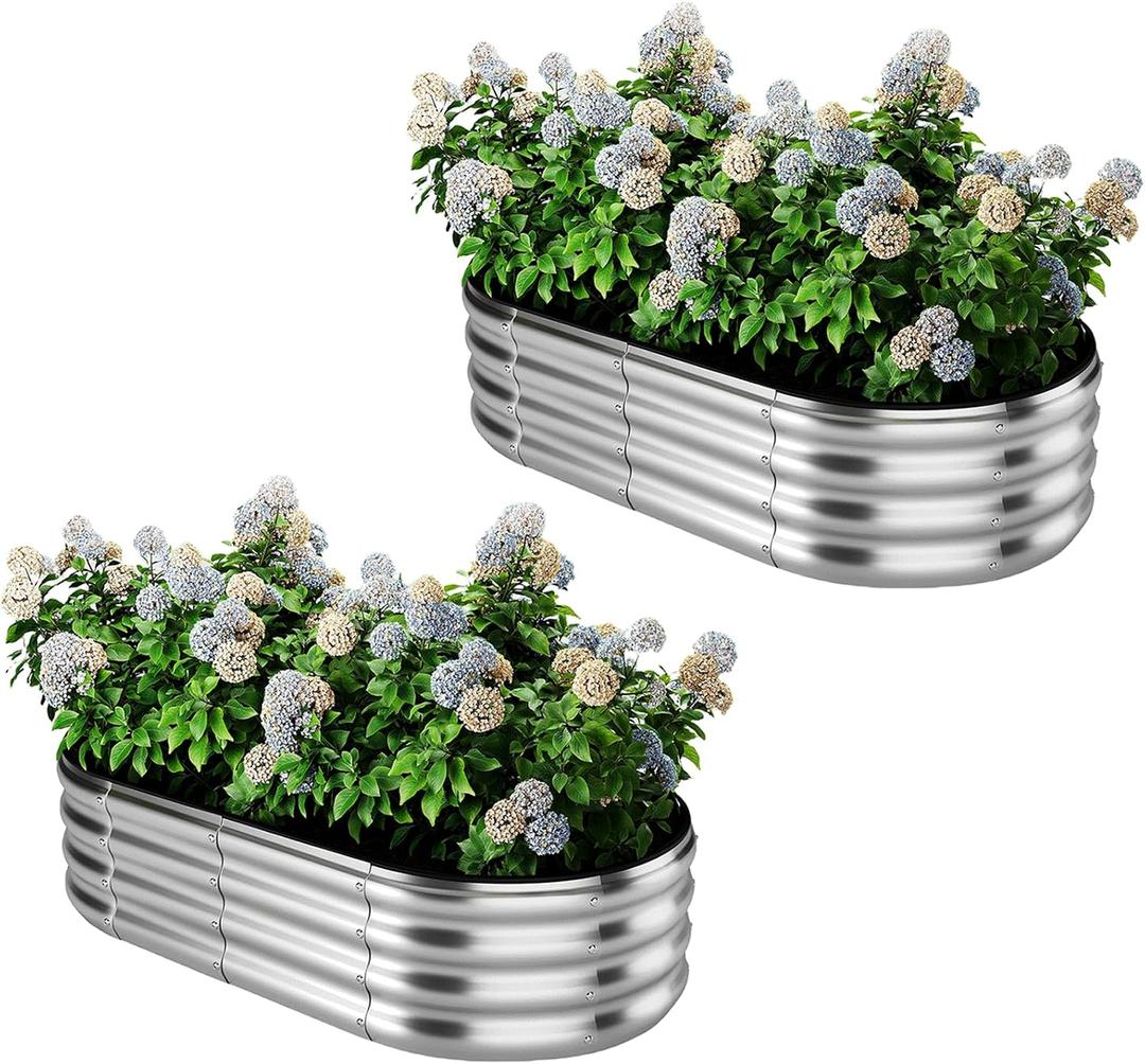 ZFHgarden Galvanized Metal Planter Raised Garden Bed Kit for Gardening Outdoor，4x2x1ft 2 Planter Grow Garden Box Raised Flower Bed，Long Vegetable Clearance Herb Raised Garden Beds for Gardening Metal