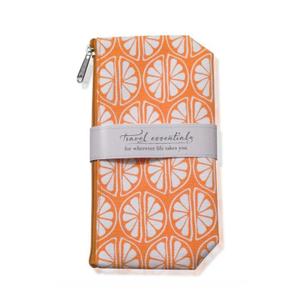 2 x Mangiacotti Cosmetic Bag Travel Essentials Canvas Makeup Pouch Toiletry Bags, 4.75" x 8.5", Clementine