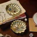 NIKKY HOME Vintage Gold Ring Holder Jewelry Dish Set of 2, Shell Shaped Trinket Display Decorative Metal Tray Classy Birthday Gifts for Women