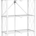64" H 5 Tier Foldable Storage Shelf with Wheels, Folding Shelving Loads 500 LBS, Metal Steel Garage Shelves, Rolling Standing Utility Rack for Kitchen, Pantry, Office, White