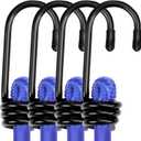 WORKPRO 24 Inch Bungee Cord with Hooks, 4 Pack Superior Rubber Heavy Duty Straps Strong Elastic Rope for Outdoor Tent, Luggage Rack, Camping, Cargo, RV, Bike, Transporting, Storage, Blue