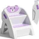 Folding Kids Step Stool for Bathroom and Potty Training,Anti-Slip, Anti-Tip A-Frame Design with 10-Second Setup-Potty 2 Step Stool for Toddlers (Purple)