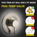 Shower and Tub Trim Kit, Compatible with Moen Posi-Temp Valve, Brushed Nickel