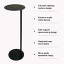 Premium Round Mini Side Table, C Shaped End Table, Drink Table, Small Pedestal Side Table with Upgraded Weighted Metal Base, for Livingroom, Bedroom, Bathroom, Balcony, Small Spaces (Black)