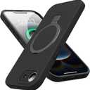 Mag-Ring Designed for iPhone 16E Case, Liquid Silicone [Moisturizing Factor] Extreme Soft Slim Phone Case with Stand [Compatible with MagSafe] for 16E 6.1 inch Men Women Black