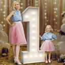 4FT Marquee Light Up Numbers 1,Party Decoration Large Marquee Light Up Letters with Weighted Water Bag,Pre-cut Foam Board Set Can Be Used for Birthdays,Weddings,Baby Anniversaries