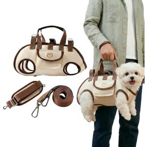 Small Dog Carrier Sling, Puppy Sling Carrier for Small Dogs & Cats, Breathable Mesh Pet Shoulder Bag with Adjustable Strap & Pockets, Lightweight Travel Tote (Up to 9 lbs)