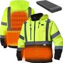 Safety Heated Jacket, 3M Reflective, Waterproof Hi-Vis Work Jacket (XX-Large, Lime)