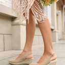 Juliet Holy Womens Wedge Sandals Espadrilles Closed Toe Slingback Buckle Strap Comfortable Casual Summer Platforms, Navy, Size 7.5