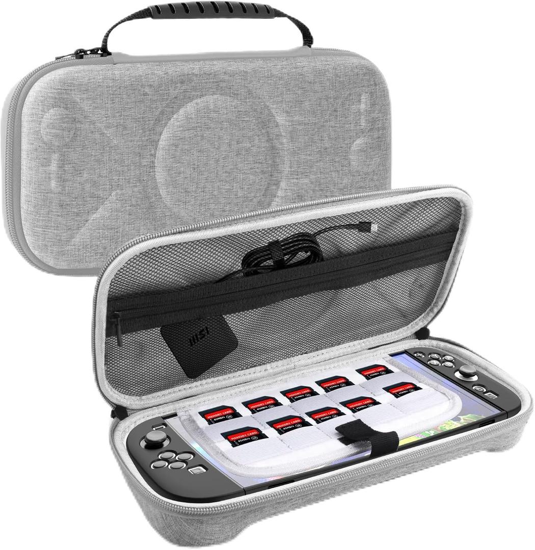 ALAFLY Carrying Case for Nintendo Switch 2, Slim Portable Travel Bag with 10 Game Cards Storage, Nylon Hard Shell & Soft Fabric Lining for Joy-Con Controller Accessories, Gray (Grey)