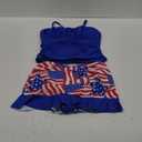 ADIRUN Girls 4th of July Swimsuit Size 1416 Pleated 4th of July Bathing Suit Girls Two Piece Tankini Red White and Blue Swimsuit Adjustable Strap with Ruffle Drawstring Skirt Swimwear 15-16 Years