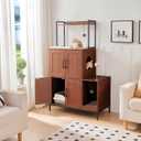 HOOBRO Litter Box Enclosure, Litter Box Furniture with Storage, 2-in-1 Hidden Cat Furniture with Shelf, 2 Dangling Plush Balls and 1 Toy Ball, Large Wooden Cat Washroom, Walnut WL78MW01