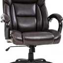 Big and Tall Office Chair 500lbs Wide Seat Ergonomic Desk Chair Task High Back Executive Chair Rolling Swivel PU Computer Chair with Lumbar Support Armrest Adjustable Chair for Heavy People, Brown