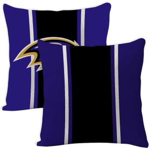 2 Pcs Football Style Throw Pillow Covers 18 x 18 Inch Linen Material Pillow Case Decoration for Baltimore Home Sofa Couch