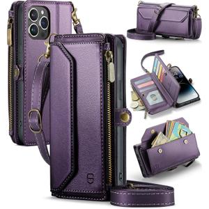 Wallet Case Compatible with iPhone 14 Pro Max RFID Blocking 10-Card Holder Soft PU Leather Magnetic Snap Shoulder Strap Zipper Pocket Phone Case Fit for iPhone 14 Pro Max - Purple (iPhone 14 Pro Max - 6.7")
