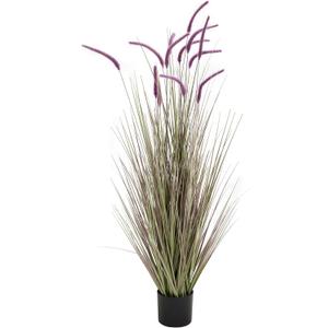 KOL Artificial 5ft Purple Horsetail Reed Grass, 59in Tall Artificial Indoor Outdoor Fake Grass Plant, Home Office Decorative Artificial Plants & Flowers in Pot Faux Plant Greenery, Wedding Decor