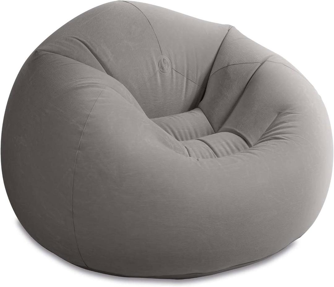 Intex 68579EP Beanless Bag Inflatable Lounge Chair: Corduroy Textured Flocking  Durable Vinyl  Folds Compactly  220lb Weight Capacity  45" x 45" x 28"