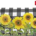Kcldeci Plaid Sunflower Magnetic Mailbox Cover Buffalo Check Mailbox Wraps Post Classic Monogram Letter Box Cover Mailwraps Standard Size 25.5" X 21 for Welcome Home Garden Yard Decor (64.7x52.8cm)
