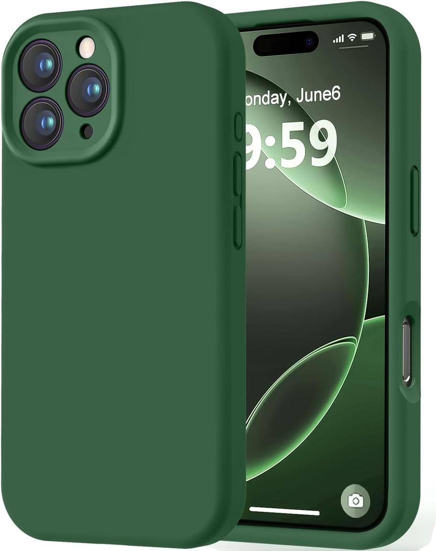 LOVE 3000 Designed for iPhone 16 Pro Max Case, Premium Silicone with [Soft Anti-Scratch Microfiber Lining] Shockproof Protective Phone Case for Men Women Girls 6.9", Green