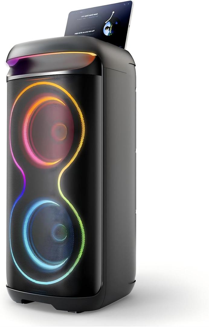 JYX Karaoke Machine for Adults, 24" Big Portable Bluetooth Speaker for Adults with RGB Light PA System Treble & Bass 500W, Support TWS/USB/AUX/TF Card/REC, for Home Party Outdoors
