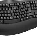 EDJO Ergonomic Wireless Keyboard with Wrist Rest, Wave Keys, for Large Hands, 2.4GHz Full Size Ergo Cordless USB Computer Keyboard, Comfortable Natural Typing, for Laptop, Mac, Windows (Black)
