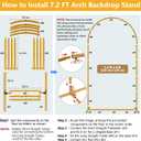 7.2 FT Wedding Arch Backdrop Stand, Gold Metal Arch Backdrop Stand for Wedding Party Ceremony Birthday Bridal Baby Shower Photo Booth Garden Floral Balloon Arches Decoration