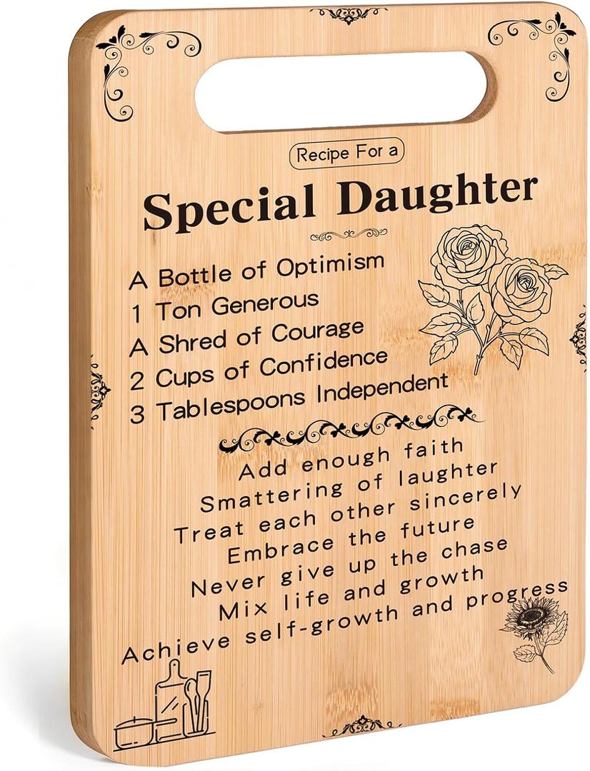 Recipe for a Special Daughter Natural Bamboo Cutting Board | Perfect Daughter Birthday, Wedding, Mother's Day Gift From Parents | Unique Kitchenware Gift for Daughter