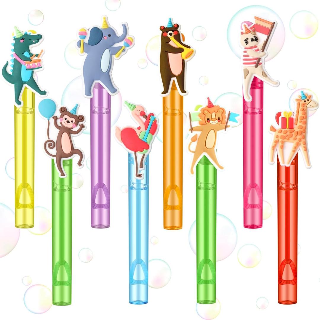 24 Pcs Animal Parade Party Supplies Animals Bubble Wands Bulk Zoo Bubble Wand Safari Mini Birthday Supplies for Jungle Safari Parade Party Gift Favor Animal Lover Gift