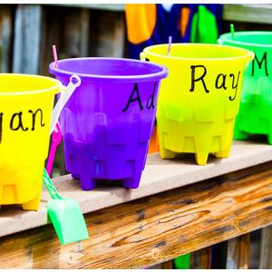 Set of 12, "6-inch Mini Castle Beach Pail & Shovel" toys 