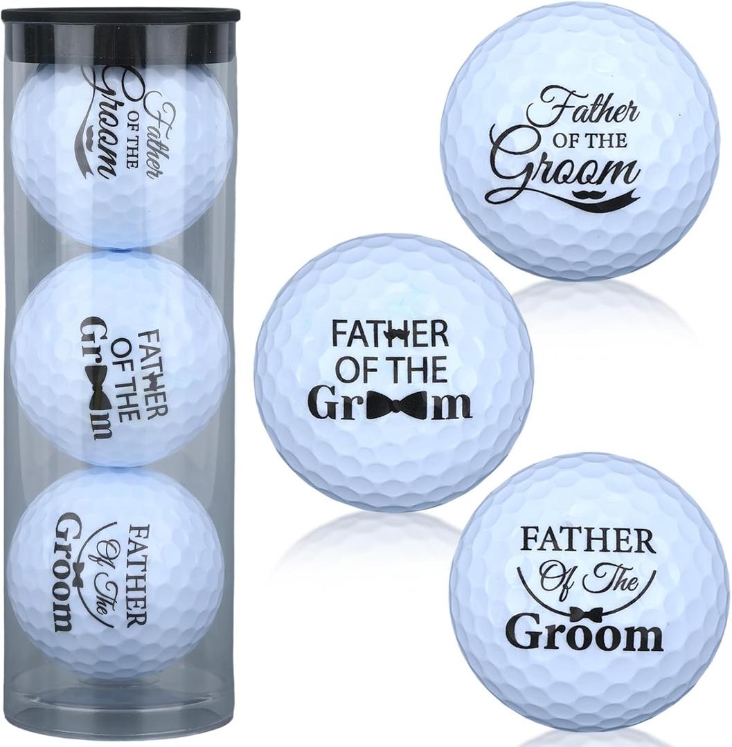 3 Pcs Father of the Groom Gift, Father of The Bride Gifts from Bride Wedding Golf Balls with Special Pattern Engraved, for Present Husband Dad Men Golfer Sports Enthusiast Wedding Party Favors