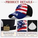American Hat for Men Women, USA Baseball Cap with Vintage Stars and Stripes Design, Adjustable Patriotic Cap One Size Fits Most, 7 Pcs USA Accessories Set for Sports Events, Parades, Festivals and Outdoor Activities