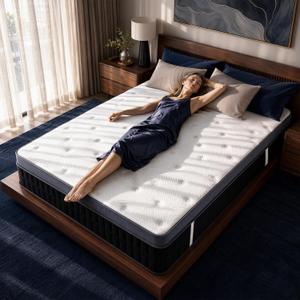 Twin Mattress 12 Inch, Medium Firm Hybrid with Pocket Coils & Cooling Gel