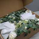 Ling's Moment 10pcs Wedding Chair Decorations Aisle Floral Swag Artificial Pew Flowers Hanging Garland White & Sage Green For Ceremony Reception Church Rose Floral Faux Arrangement Party Outdoor Decor
