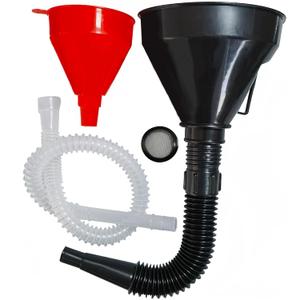 Flex Funnel - Wide Mouth Flexible Funnel with Handle, Automotive Funnels for Engine Oil, Liquid, Diesel, Kerosene,Gasoline (RED Black)