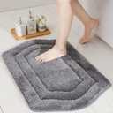 COSY HOMEER Extra Thick Bath Linen Sets Rugs for Bathroom - Anti-Slip Bath Mats Soft Plush100% Strong Polyester Living Room Bedroom Water Absorbent(Grey,20x32 - Inches)