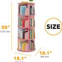 SpaceAid 4 Tier Rotating Bookshelf Tower, Spinning Bookcase Lazy Susan, Revolving 360 Book Shelf Storage Round Carousel, Vertical Rotate Turning Spiral Corner Organizer, Pink, 4 Tier, 50" H