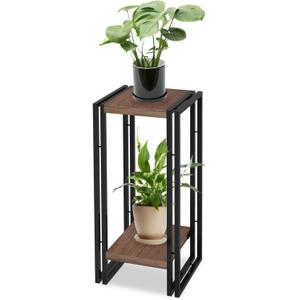 27.5 inch Tall Plant Stand Table, 2 Tier Plant Shelves Indoor Flower Pots Stand Holder Modern Corner Plant Stand Rack Shelves Square Plant Tables for Office Living Room, Balcony, Brown
