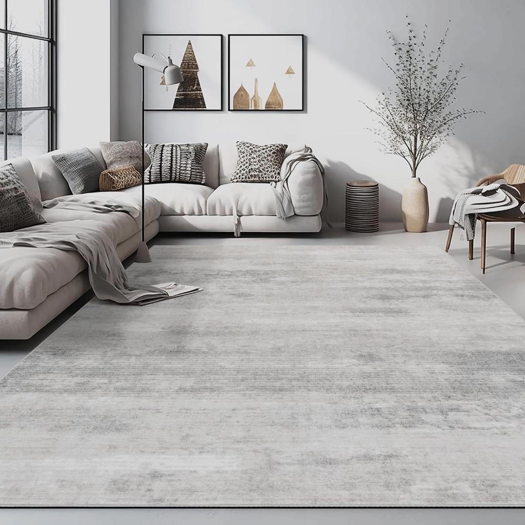 Auemtyn 5x7 Washable Area Rug - Modern Abstract Soft Thin Non-Slip Indoor Floor Carpet for Living Room Bedroom Dining Nursery Farmhouse - Grey Beige