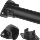 Closet Rod, 17 to 76 Inch Heavy Duty Adjustable Metal Clothing Rack for Hanging Clothes, Closet Poles for Wardrobes, Laundry, Durable Steel, Black