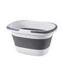 4.2 Gal(16L) Large Collapsible Plastic Bucket with Handle for House Cleaning, Space Saving Outdoor Multiuse Foldable Water Pail/Sink for Camping,Fishing,Ice(Grey)