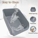 Large Cat Litter Box with High Sides,Durable Open Top Cat Litter Pan for Kitty,Plastic Indoor Big Cat Box with High Wall,Senior Cat Toilet with Low Entry,Easy to Clean,Anti-Splashing(Grey)