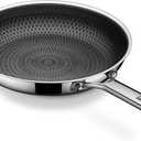 Non Stick Frying Pans Hybrid Ceramic, 12 Inch Tri-Ply Stainless Steel Skillet, Non-Toxic, PFAS/PFOA/PTFE Free, Metal Utensil Safe, Dishwasher & Oven Safe, Induction Compatible