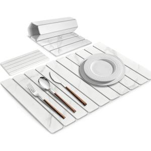 2 PCS Large Stone Dish Drying Mats for Kitchen Counter, 24"(L)×16"(W) MarblePattern Dish Drying Mat with 8"x 4" Coasters, EcoFriendly Diatomite Dish Drying Mat  Fits All Countertops