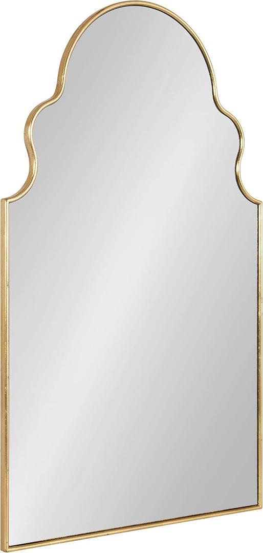 Kate and Laurel Vania Moroccan Arch Decorative Wall Mirror, 20 x 34, Gold, Modern Arched Scalloped Boho Mirror with Large Size for Stunning Home Decor