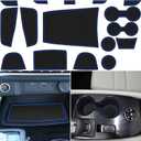 Center Console Liner for Nissan Rogue Accessories 2021-2024 2025 2026, Cup Holder Mat, Door Pocket Pad, Coaster Trim, Non-Slip Dust Interior, Custom Rubber Decoration Insert (17 Pcs, Blue Trim)