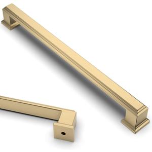 Asidrama 10 Pack 7.5 Inch(192mm) Brushed Brass Kitchen Cabinet Handles Cabinet Pulls Gold Kitchen Cabinet Hardware for Cupboard Drawer Pulls (7.5" Hole Center192mm)