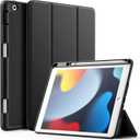JETech Case for iPad 10.2 Inch 2021/2020/2019 (9th/8th/7th) Model with Pencil Holder, Slim Tablet Cover with Soft TPU Back, Auto Wake/Sleep (Black)