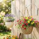 Lifyzoon Hanging Plant Brackets Outdoor: 50lbs Weight Capacity - Hanging Plant Hangers Wall Hooks 2 Packs, 12-Inch Wall Mount Brackets for Bird Feeder, Flower Baskets, White